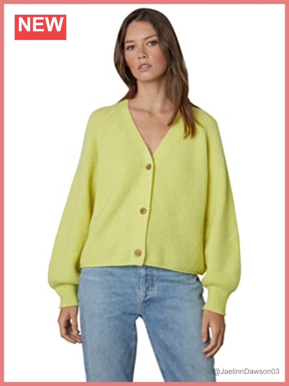 Mia Cozy Knits Cardigan Sweater Drop Shoulder Tortoise Button V-Neck